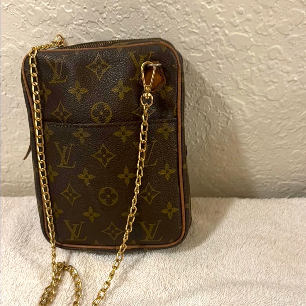 Louis Vuitton Brown Monogram Crossbody Bag with Gold Chain